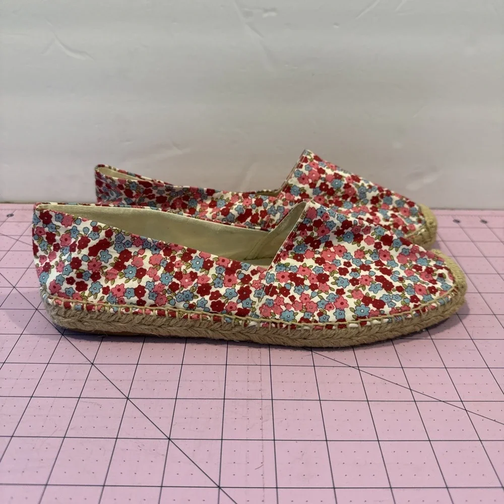 Sam Edelman Verona Canvas Floral Espadrille Slide Loafer‎ Red Pink Size 9